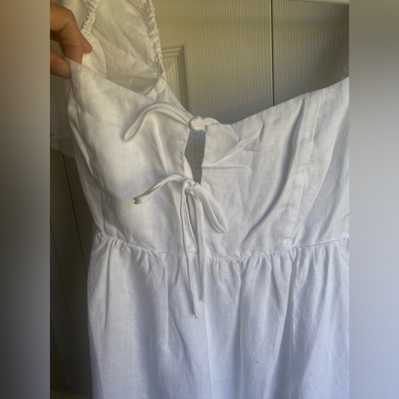 New Aritzia Wilfred Rowena Puff-sleeve linen midi dress - Picture 7 of 11